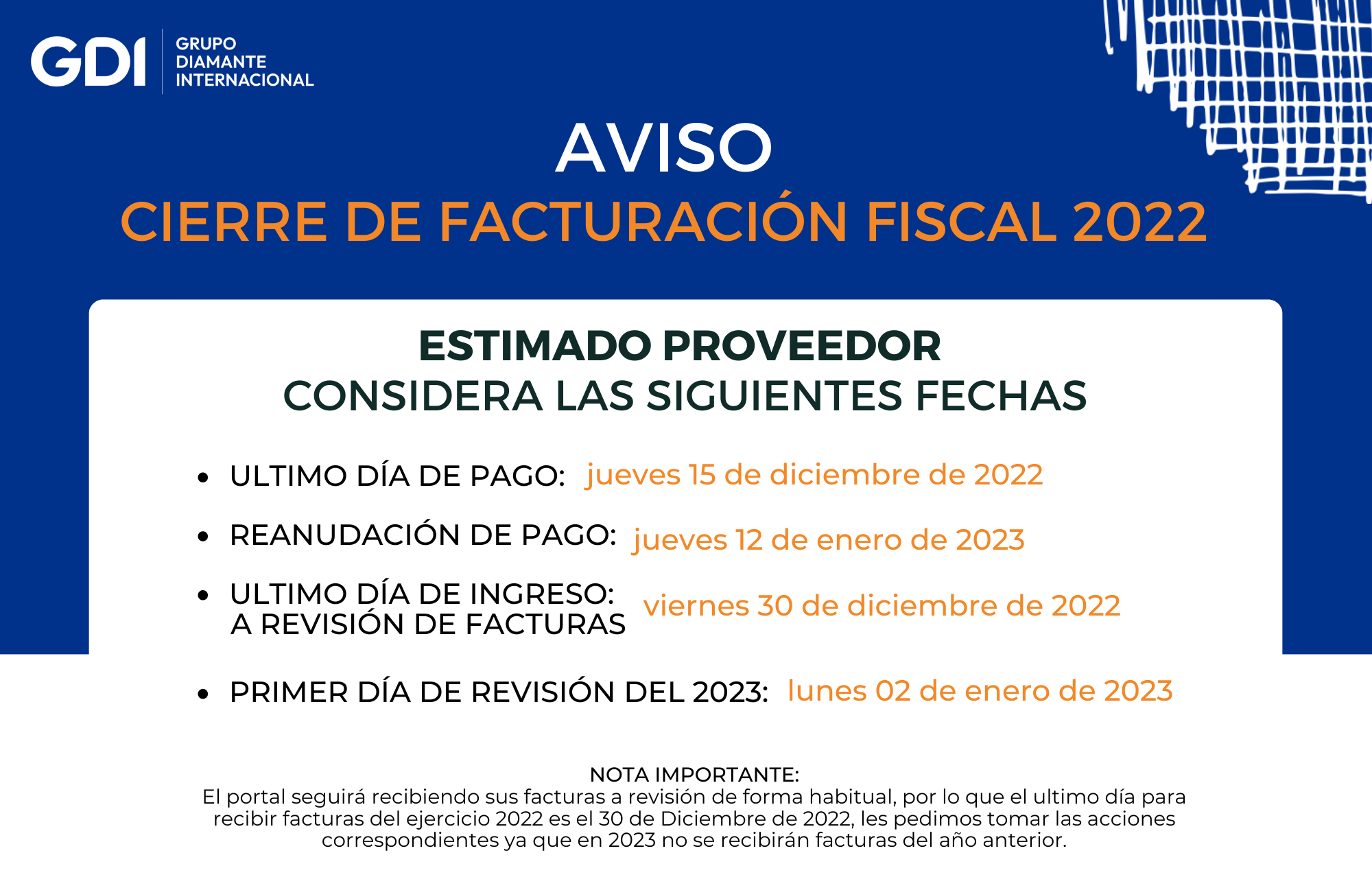 Cierre de facturación 2021